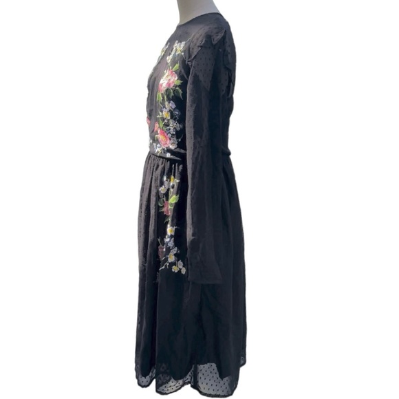 ASOS Floral Dress Black Sheer Embroidered 6 Tall - Picture 5 of 11